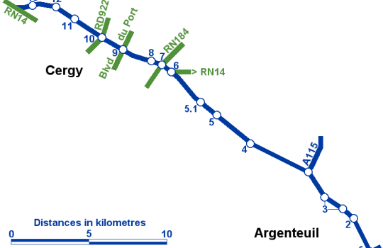 Plan de l'autoroute A15