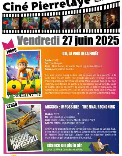 Ciné Pierrelaye du 27 juin 2025