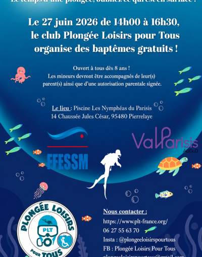 Affiche Baptêmes de plongées Gratuit 2026