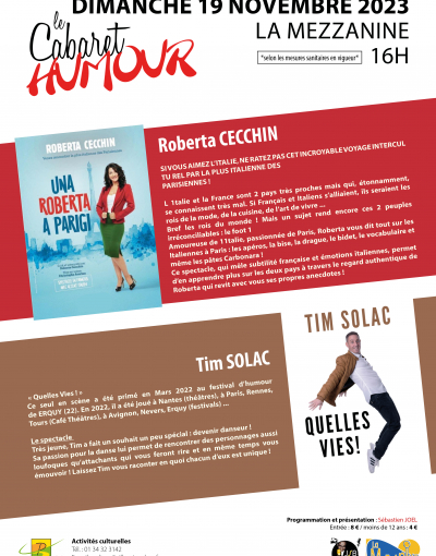 Cabaret humour - 19 novembre 2023 - Roberta Cecchin - Tim Solac