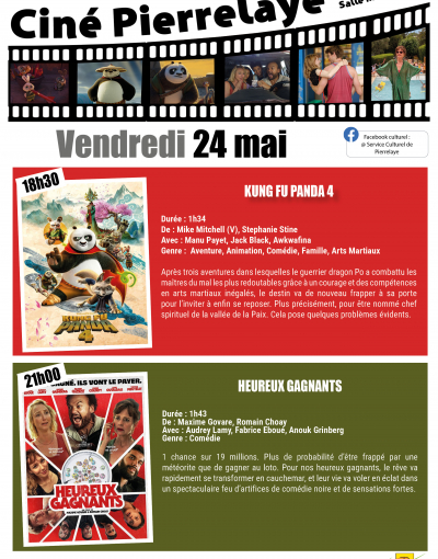 Kung Fu panda 4 et heureux gagnants à l'affiche de ciné Pierrelaye