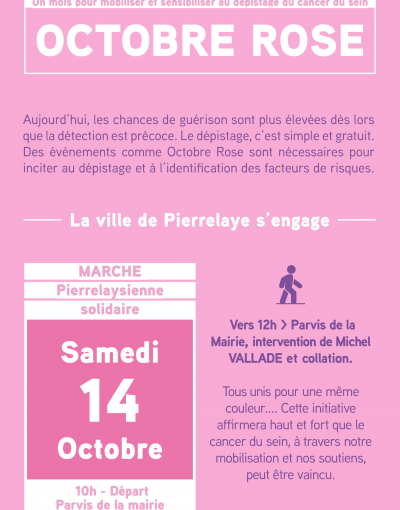 Octobre rose - samedi 14 octobre - marche solidaire