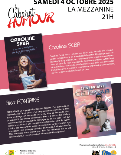 Cabaret humour du samedi 4 octobre | Caroline Seba | Alex Fontaine