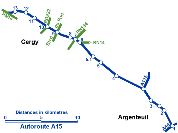 Plan de l'autoroute A15