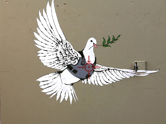 Banksy — Peace Dove (ou Armoured Dove) — Israël / Territoires palestiniens