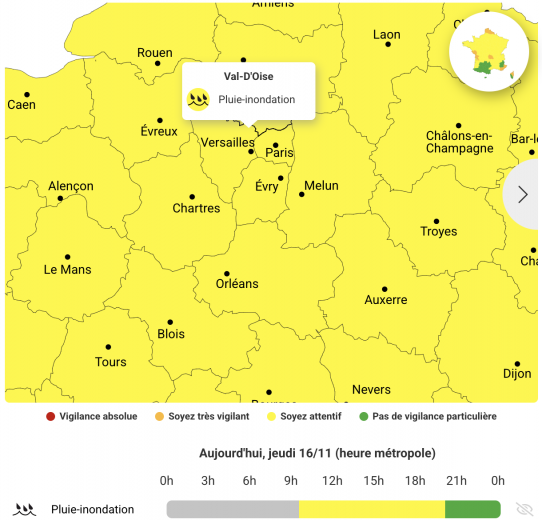 vigilance jaune du 16 novembre 2023