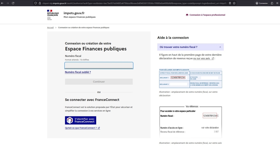 Ordinateur > DGFIP > Se connecter