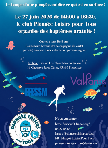 Affiche Baptêmes de plongées Gratuit 2026