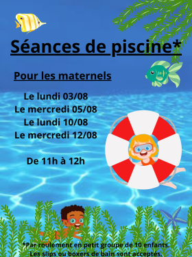 Couverture - dates des séances de piscine | Août 2026