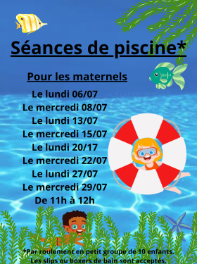 Couverture - Séances de piscine de l'accueil de loisirs 2026