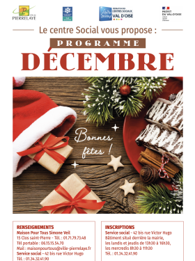 Couverture | centre social, activités du mois de décembre 2025