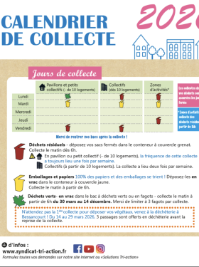 Couverture du calendrier de collecte des déchets 2026