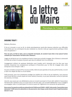 couverture de la lettre du Maire du 7 mars 2023